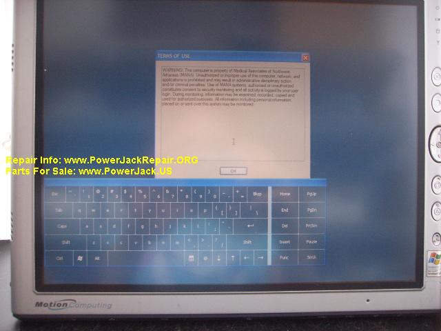 MotionComputing M1400 Model T003 dc jack repair
