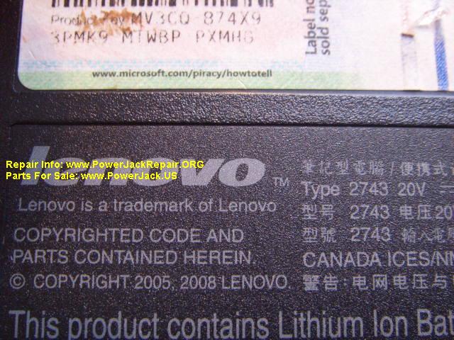 Lenovo Type 2743 jack replacement SL400