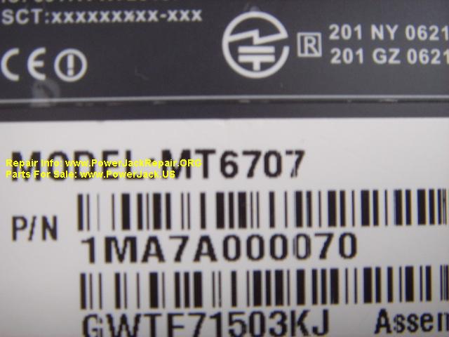 Gateway MT6707 power port replacement