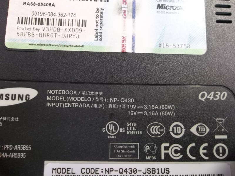 np-q430-jsb1us q430 samsung dc power jack repair connector