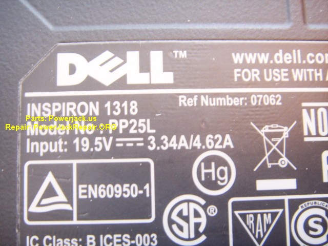 inspiron 1318 pp25l model of dell port connector socket dc jack